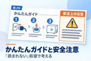 かんたんガイドと安全注意　「読まれない」前提で考える
